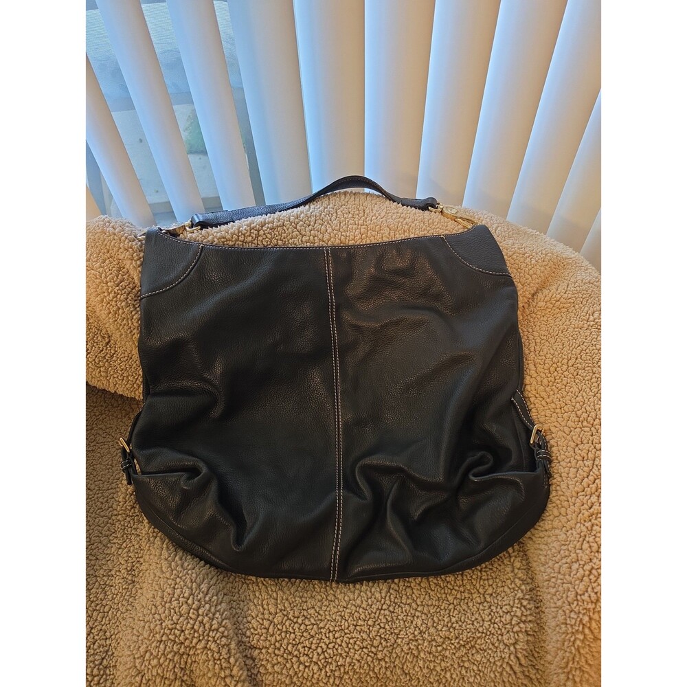 Dooney & Bourke Black Leather Shoulder Bag with Gold Hardware